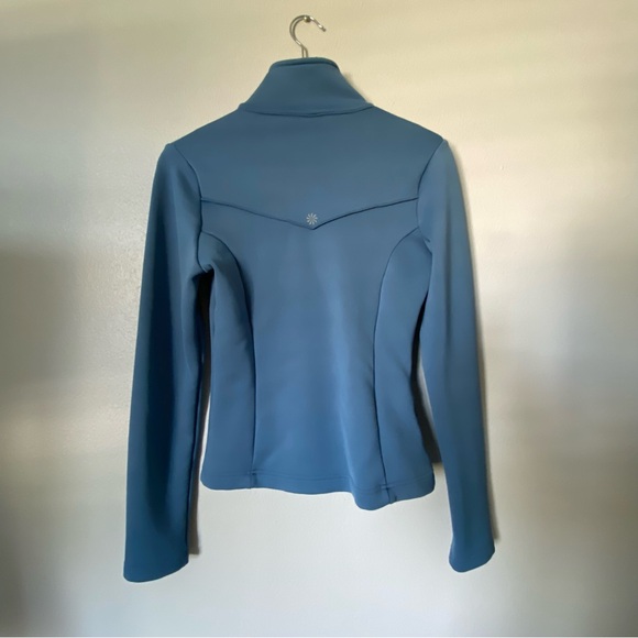 Athleta Full Zip Jacket Mock Neck Warm-Up Softshell Slate Blue Women’s Small - Picture 2 of 8